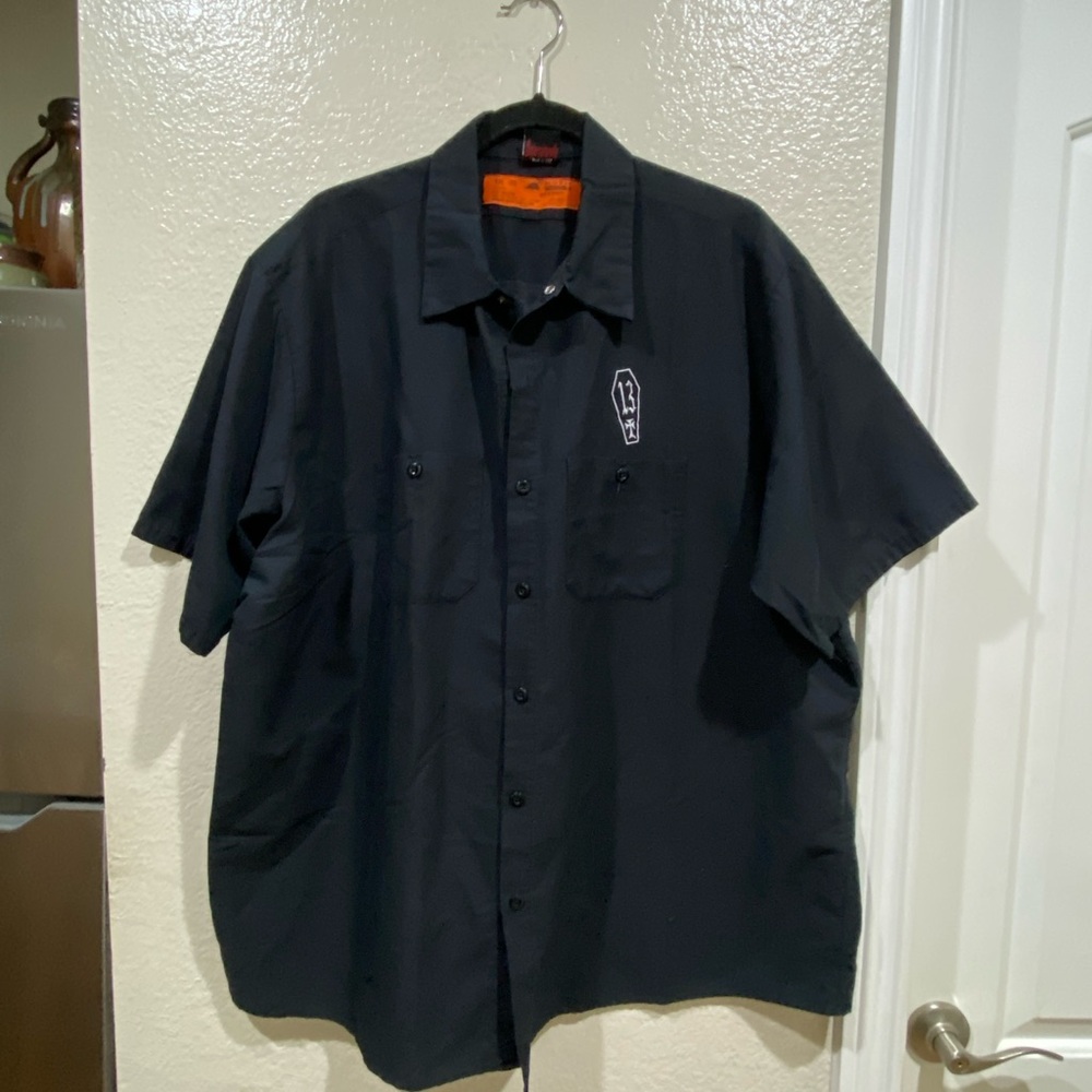 Lucky 13 Psycho Billy Skull Black Graphic Men's Shirt XXL-SS - Picture 2 of 6